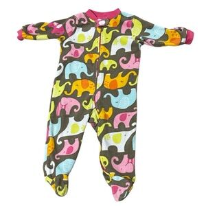 Carter’s Infant Fleece Pajamas Multi Color Elephants Size: 9 Months